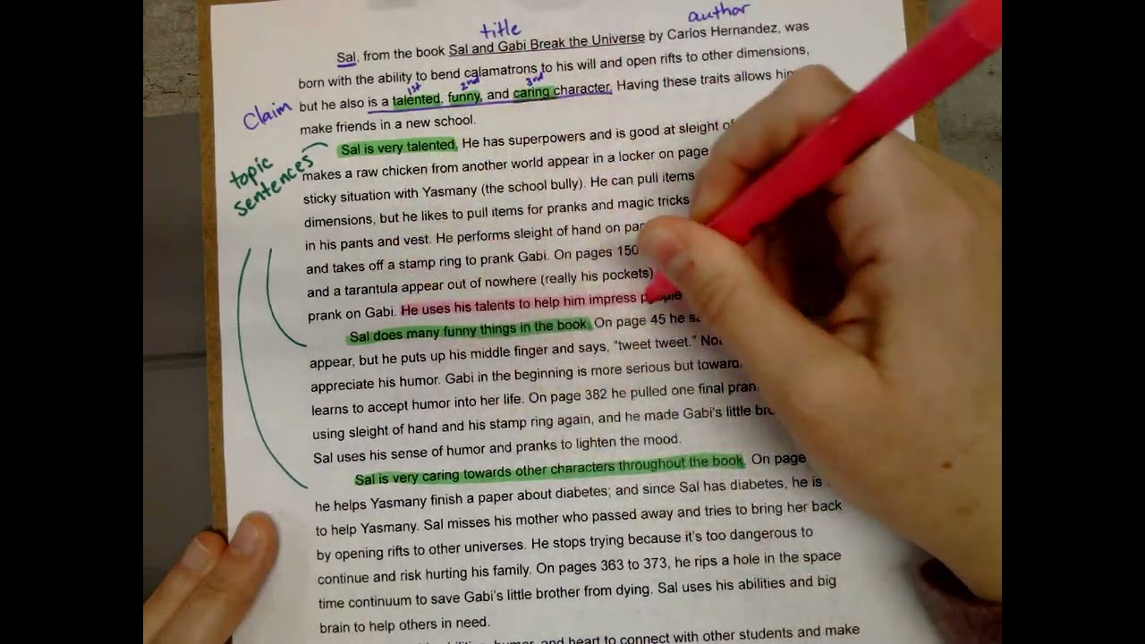Final Notes for Character Essays