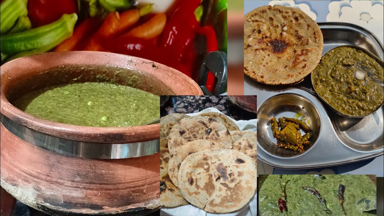 💁गैस पर बना बिट्टी के हड्डी में चने का साग और बाजार की रोटी🧆😚