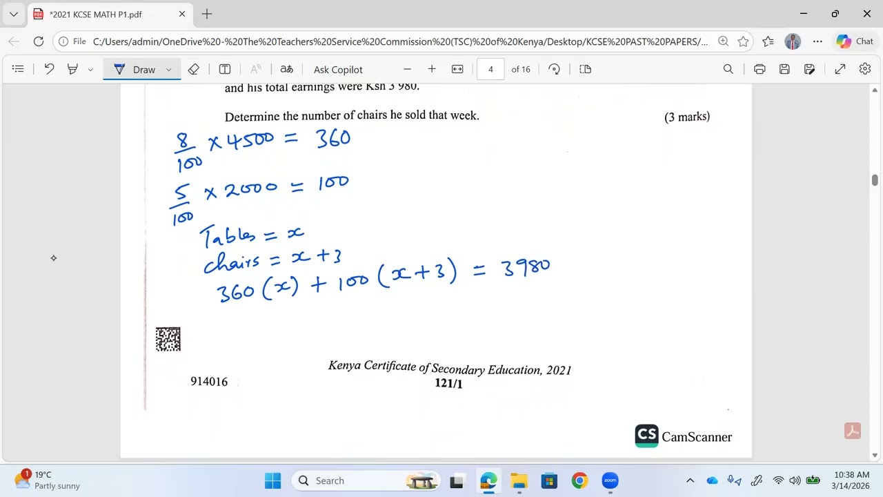 COMMISSIONS   KCSE 2021 MATHS PAPER 1