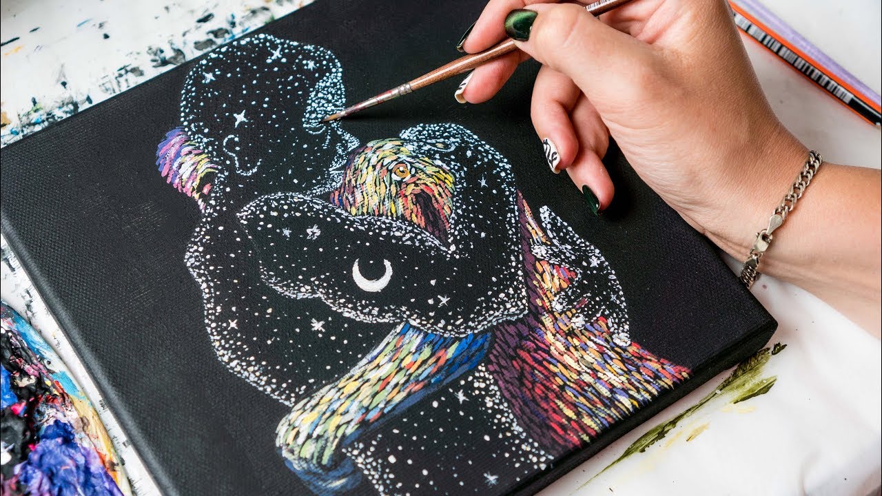 Объятие Дня и Ночи - Рисование акрилом / Homemade Illustrations (4k)