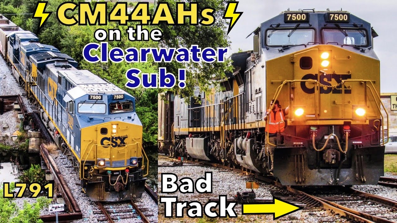 RARE: Huge CSX CM44AH Duo vs Clearwater Sub Jointed Rail to St. Petersburg!