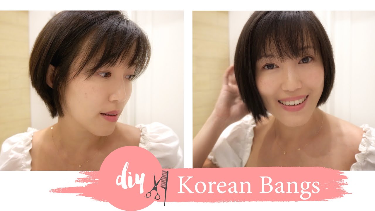 HOW TO cut Korean See Through Bangs Yourself at home - Quick & Easy DIY for face framing fringe