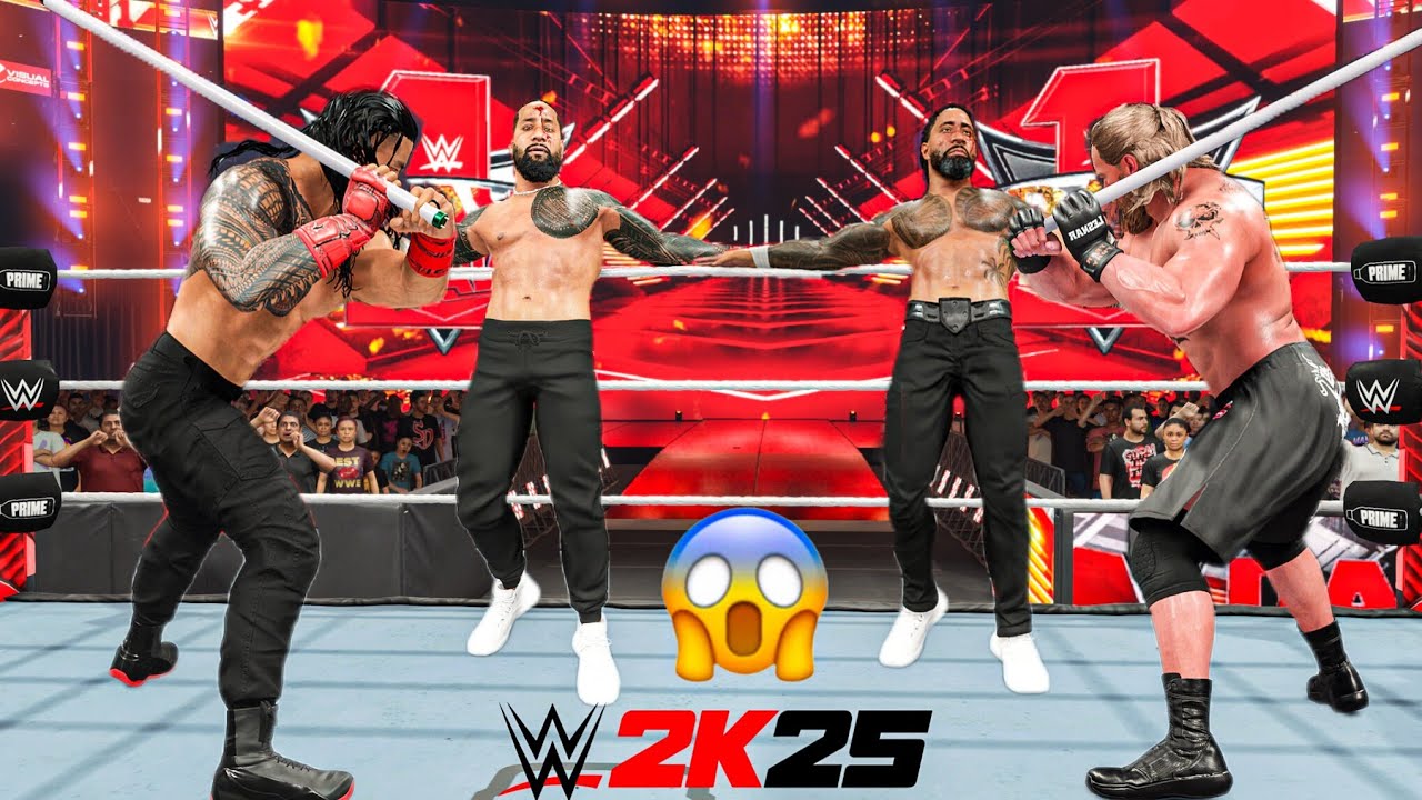 Roman Reigns and Brock Lesnar destroys Jey Uso and Jimmy Uso at Raw | WWE 2K25 Gameplay