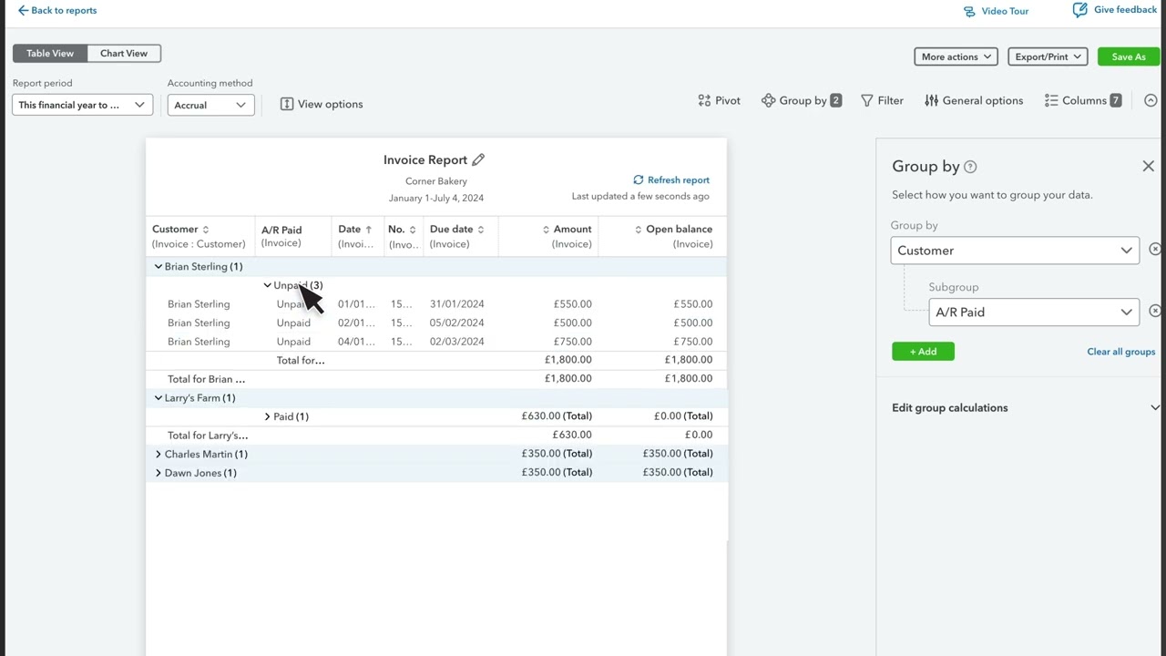 How to create custom reports in QuickBooks Online Advanced
