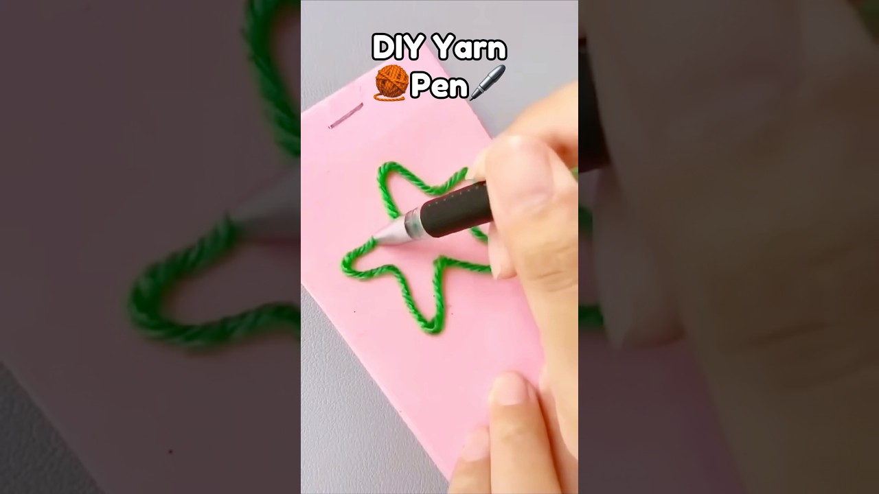 🖊️DIY yarn art pen!? #diy #diycrafts #cutediy #cutecrafts #papercrafts #crafts #craft #cute