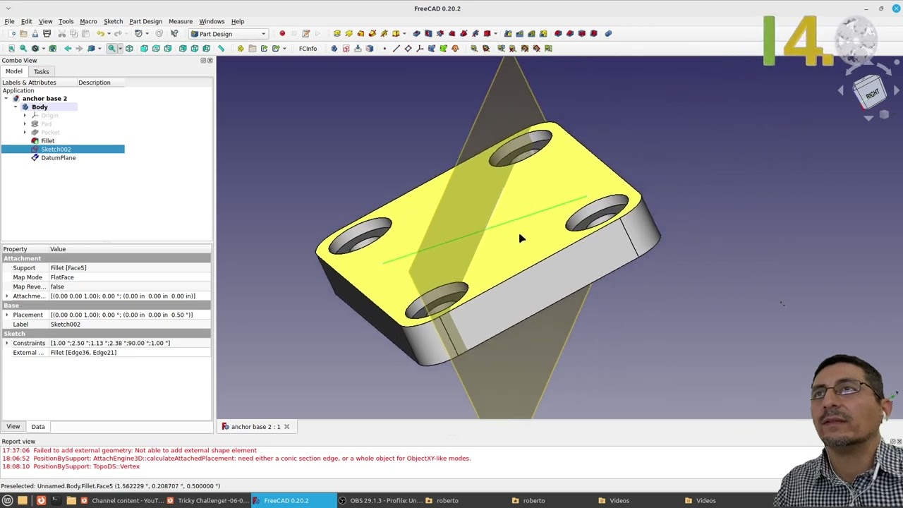 FreeCAD 4. Datum Plane, Volumen y Masa