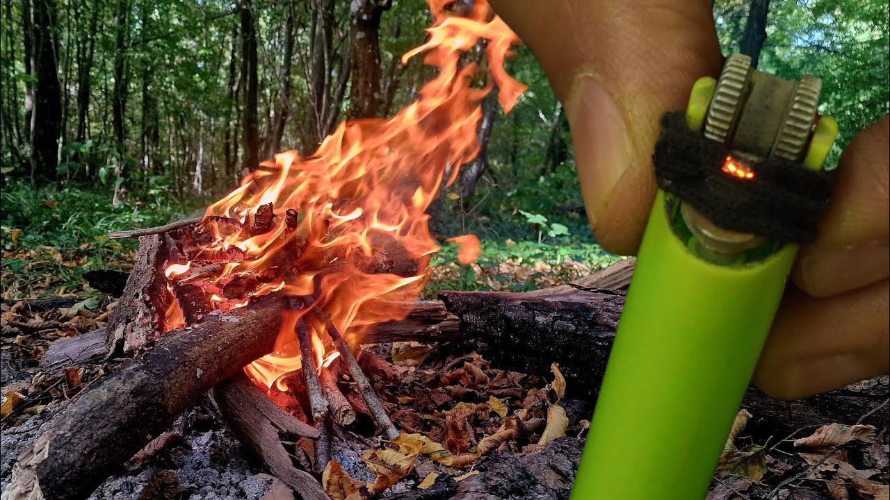 Broken BIC lighter: How to make Fire