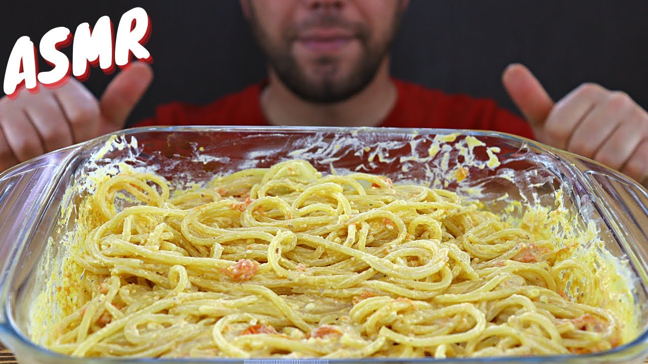 ASMR EATING PASTA WITH FETA CHEESE IN THE  OVEN | NO TALKING