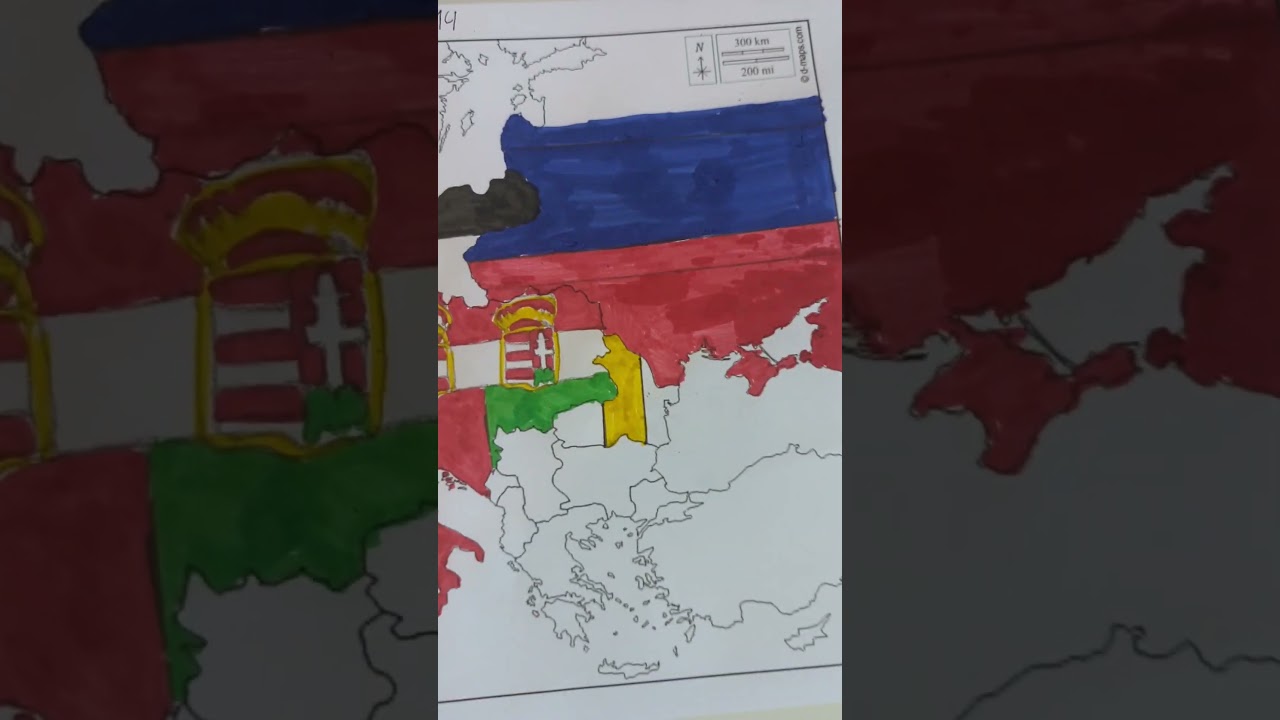 Map of Europe 1914 - Kingdom of Romania🇷🇴 #drawing #country #flag #ww1 #geography #europe