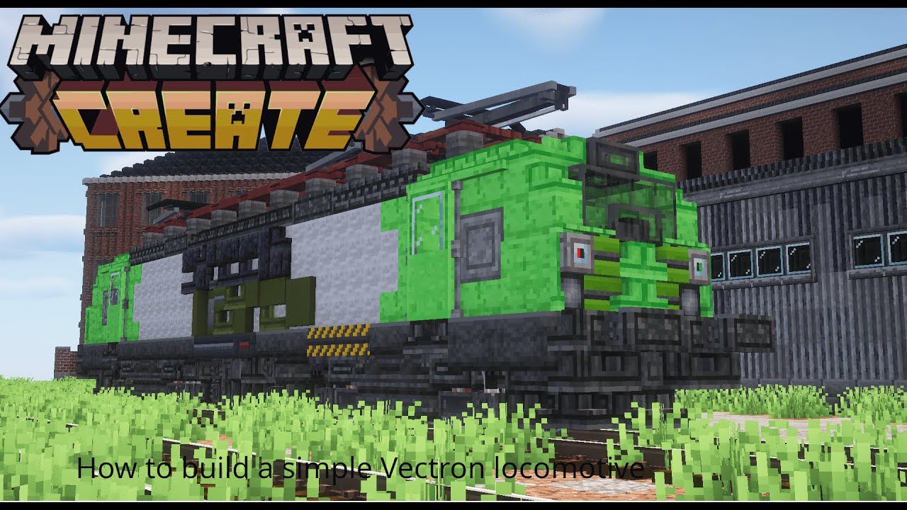 How to Build a Simple Green Cargo Vectron Locomotive | Minecraft Create Mod Train Tutorial 🚂