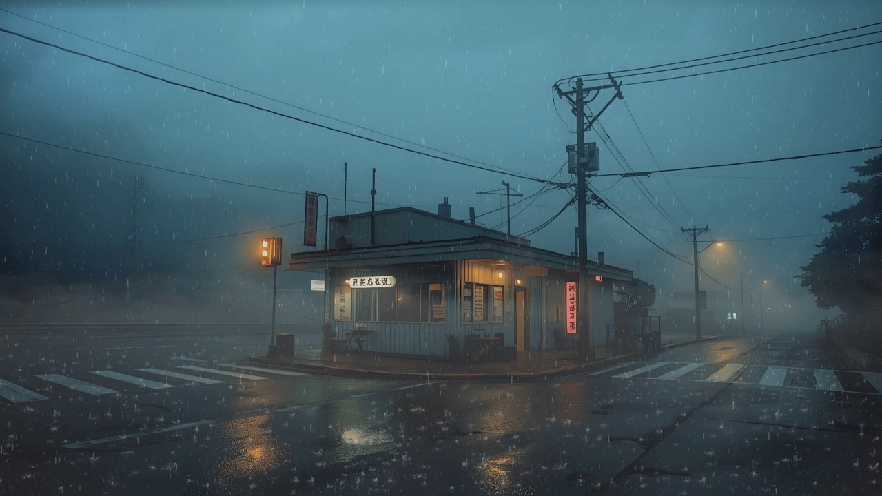 Vintage 90s Rainy Café 🌧️ Rain Lofi for Late Night Work - Study & Concentration Lofi Mix