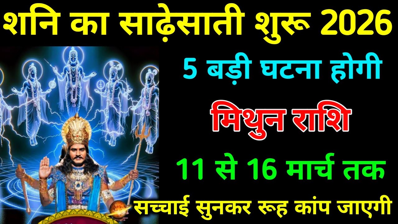 मिथुन राशि 5 से 10 मार्च शनि का साढ़ेसाती शुरू 2026 5 बड़ी घटना होगी। #mithun_rashi #astrology 