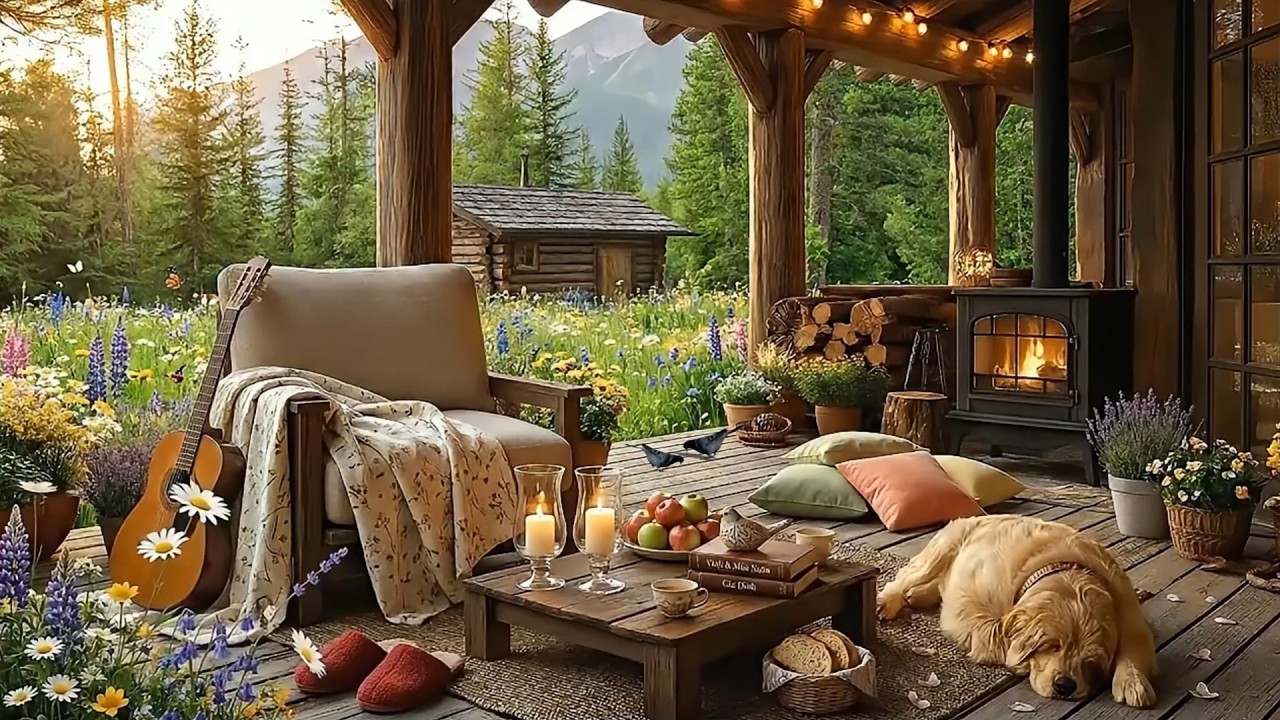 Peaceful Spring Lakeside Cottage | Cozy Garden Ambience with Soft Piano Music