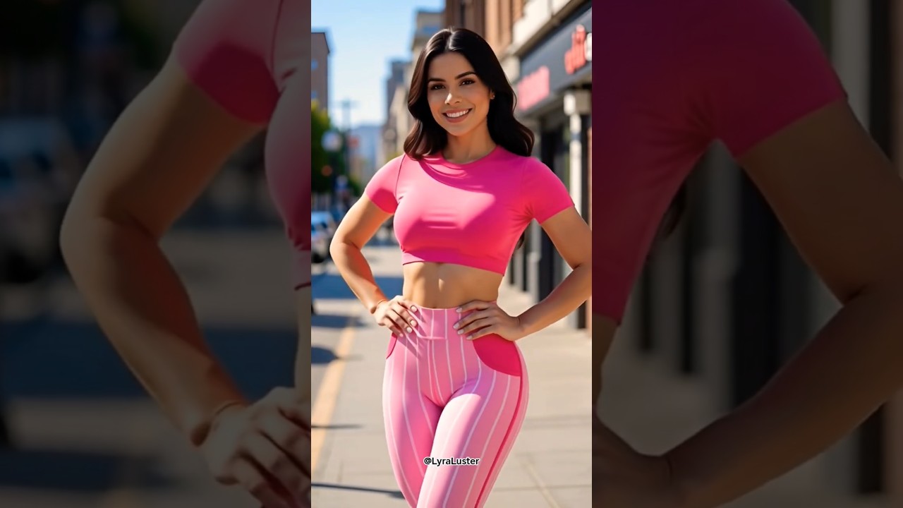Hot Pink Striped Leggings + Crop Top 🔥 Barbie Vibes Gym Outfit That Slays! 
