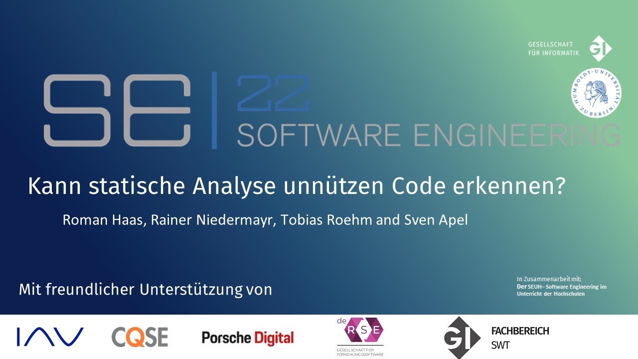 Kann statische Analyse unn&uuml;tzen Code erkennen? - Roman Haas et al.