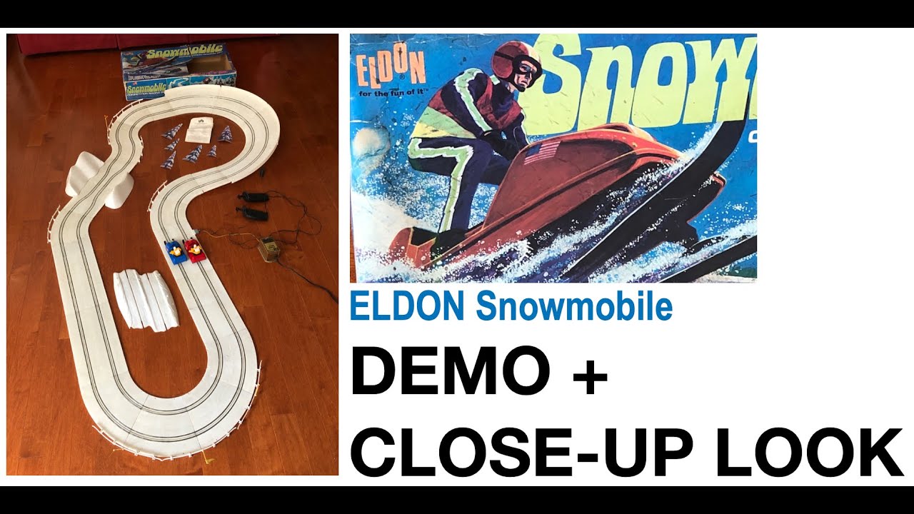 Vintage Eldon 1970 Snowmobile Slot Cars 1:32 Scale WORKS 99% Complete  - DEMO + in-depth look!