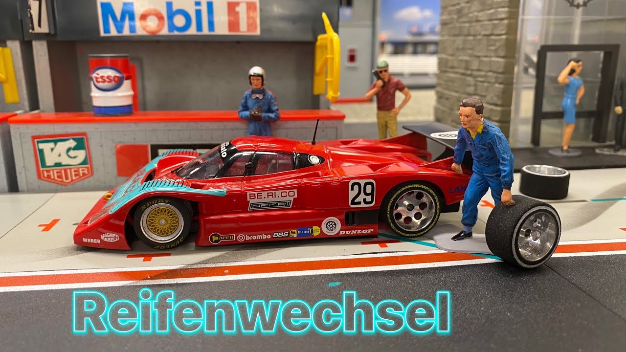 Reifenwechsel beim Lancia LC2 - Slotcar auf Moosgummi Reifen