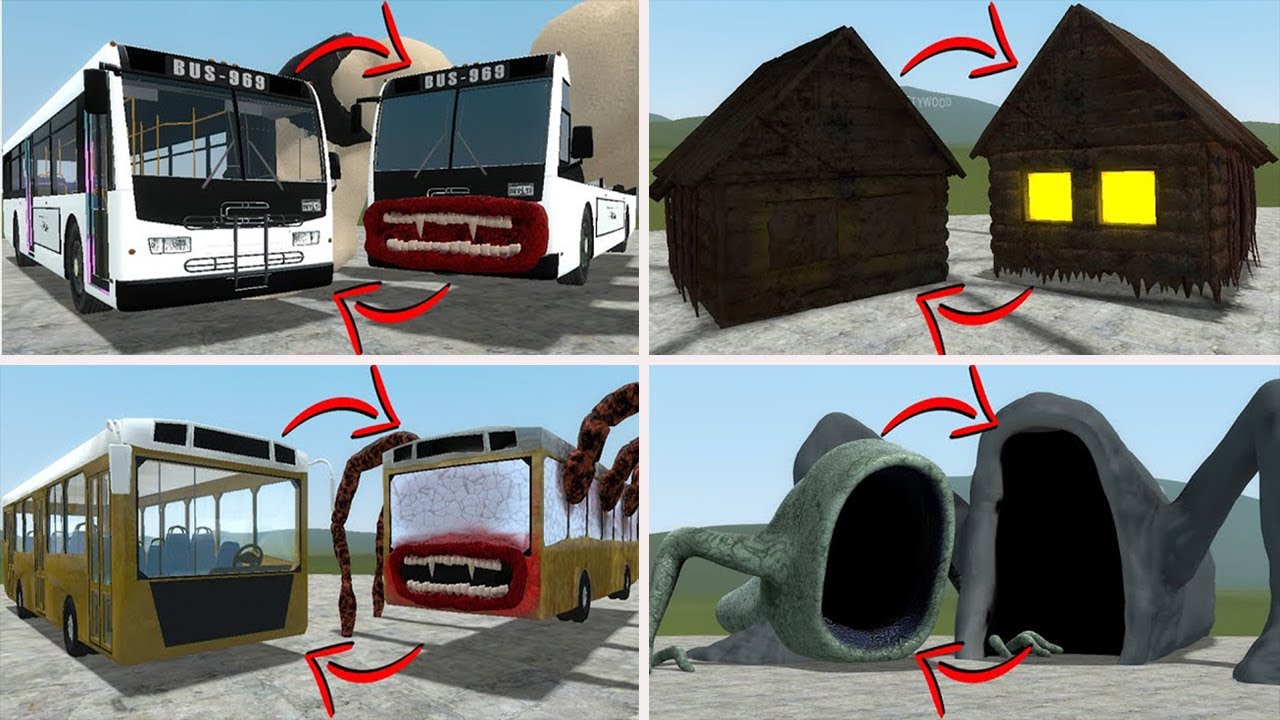 EVERYTHING TURNED INTO MONSTERS: THE BLOOP, BUS EATER BUILDER VS ALL TREVOR HENDERSON BATTLE In GMOD