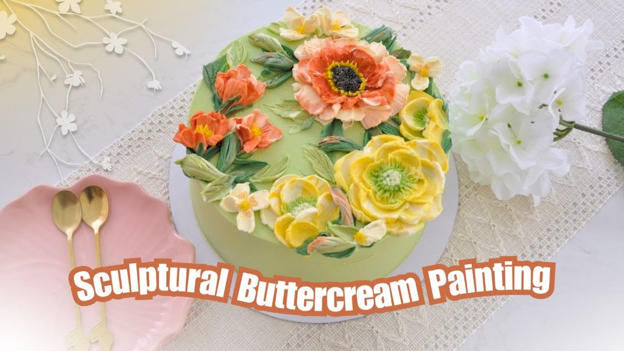 Buttercream Sculptural Painting using Palette Knife | Sculpture Flowers with Buttercream