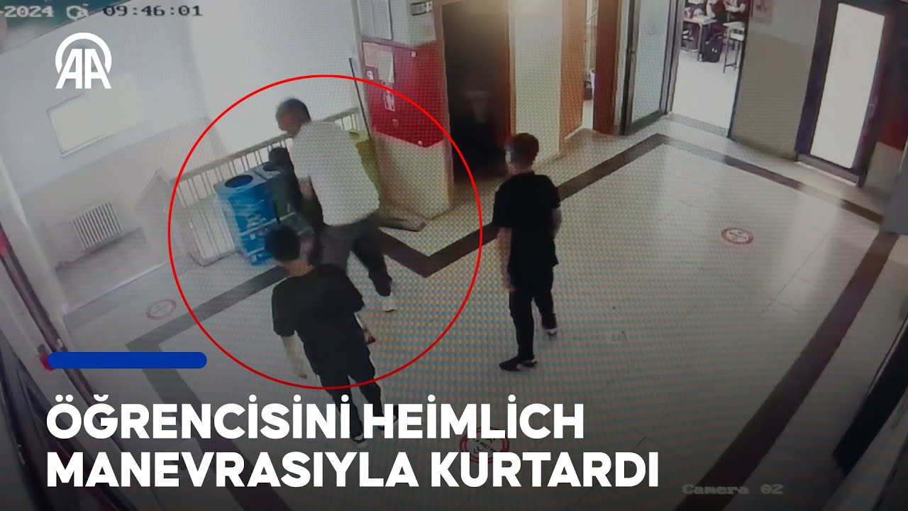 Boğazına yiyecek takılan öğrenciyi öğretmeni Heimlich manevrasıyla kurtardı