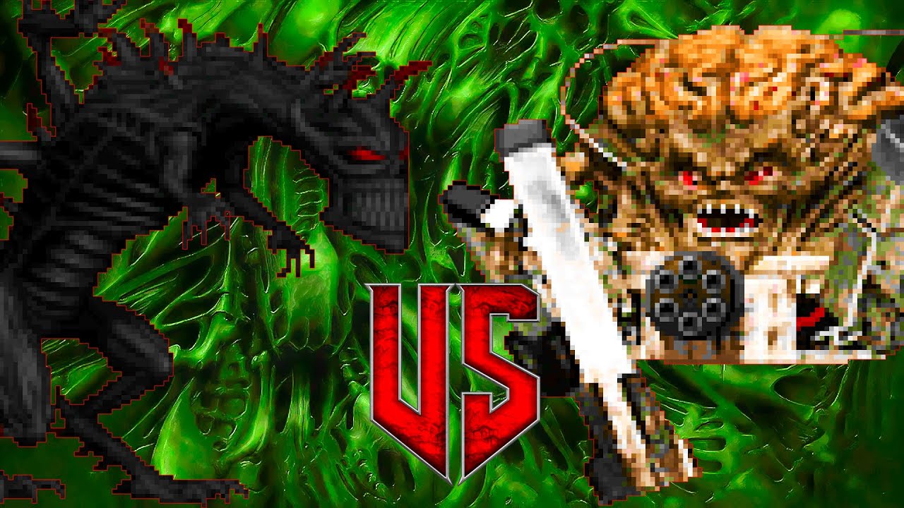 Korax vs Mastermind - DOOM vs HERETIC Monster Infighting - Crossover Boss Battles