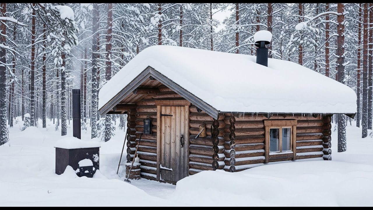 Returning to My Snow Covered Log Cabin – Winter –40°C Alone in the Deep Forest
