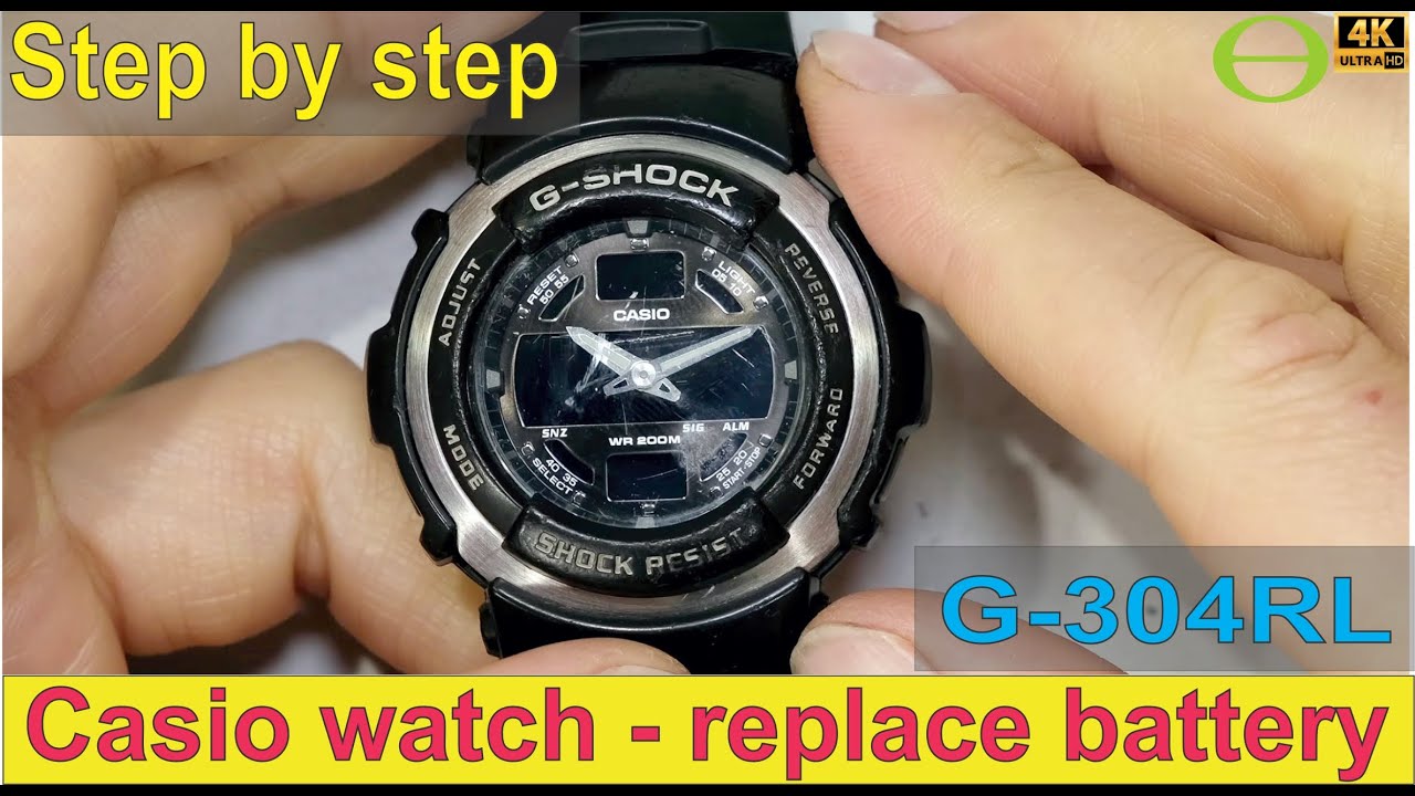 How to replace the watch battery of a Casio G-Shock wrist watch - G-304RL