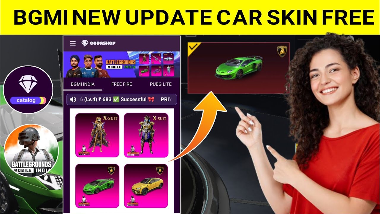 BGMI NEW UPDATE LAMBORGHINI CAR SKIN FREE | BGMI UC PURCHASE | GET FREE LAMBORGHINI CAR SKIN IN BGMI