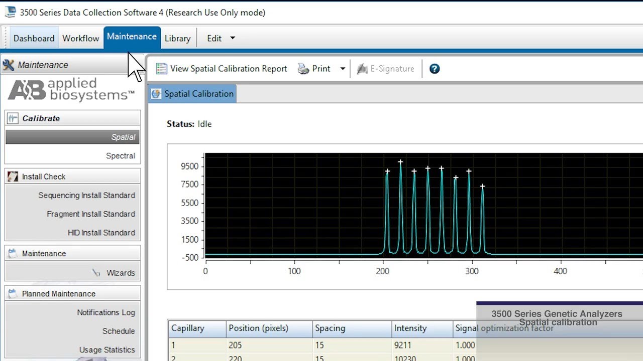 Performing a spatial calibration on 3500 Series Genetic Analyzers