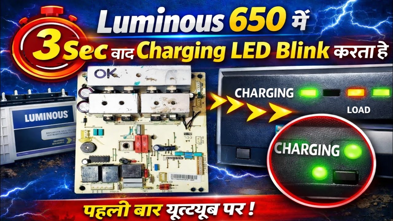 Luminous Eco watt 650 Inverter 3 में Sec बाद Charging LED Blink होने लगती है || Dushyant Electronics