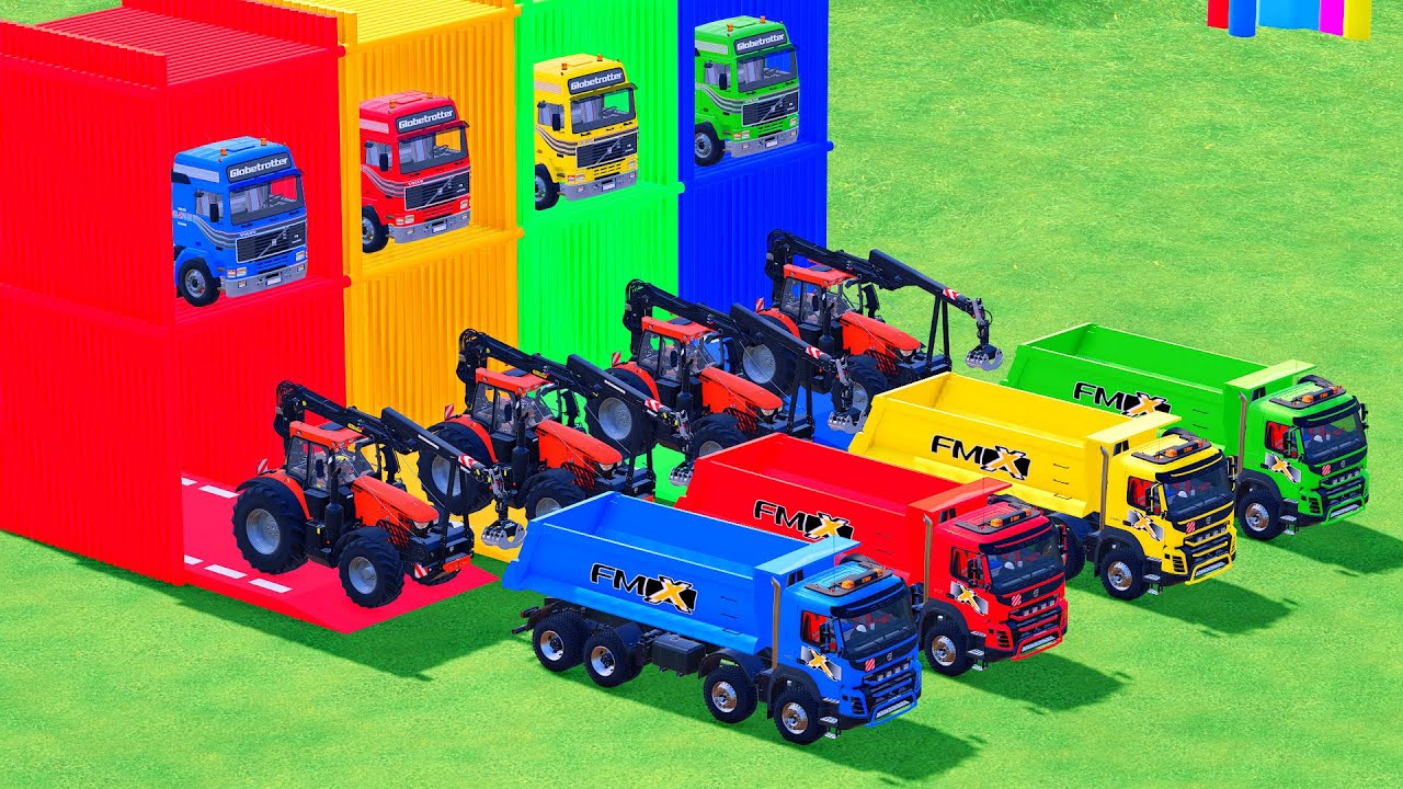 Garage with Colors - ALL MIXER TRUCK WITH DOUBLE FLATBED TRAILER TRUCK, AGRALE, SCANIA, KRAZ, MAN