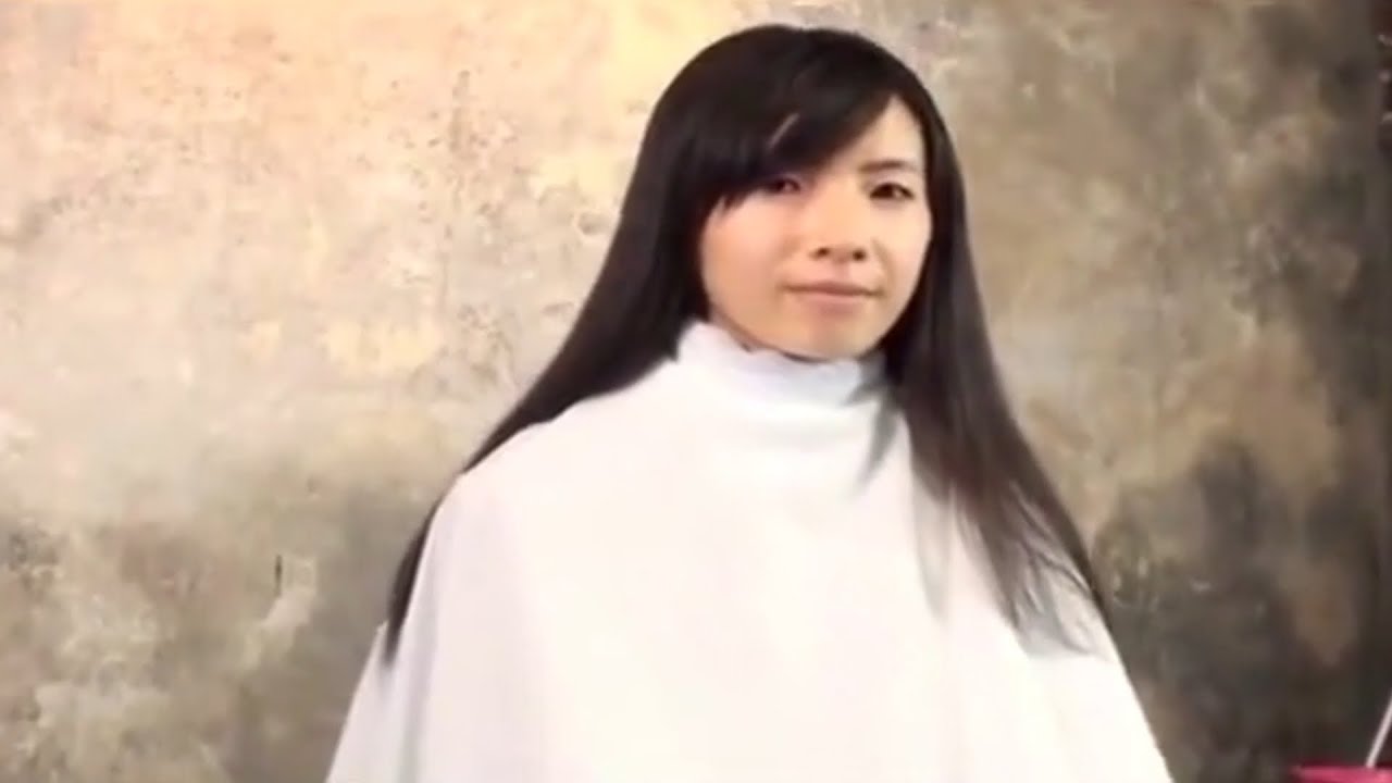 Japanese girl long hair shave