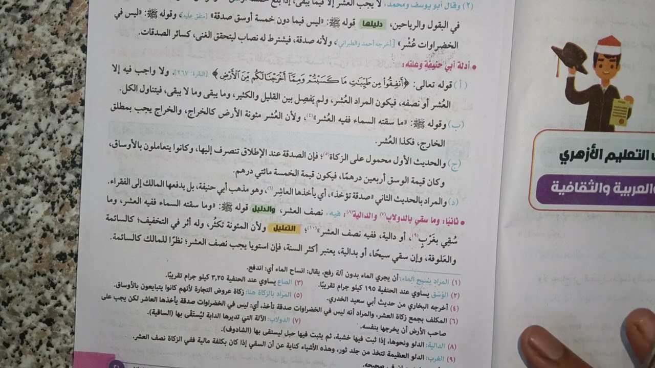 باب زكاه الزروع والثمار فقه حنفي للصف الاول الثانوي الترم الثاني