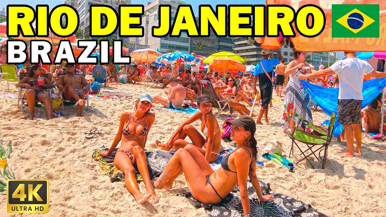 🇧🇷 RIO DE JANEIRO, BRAZIL 4K Beach Walk | Sunny Sunday at Leblon Beach ☀️
