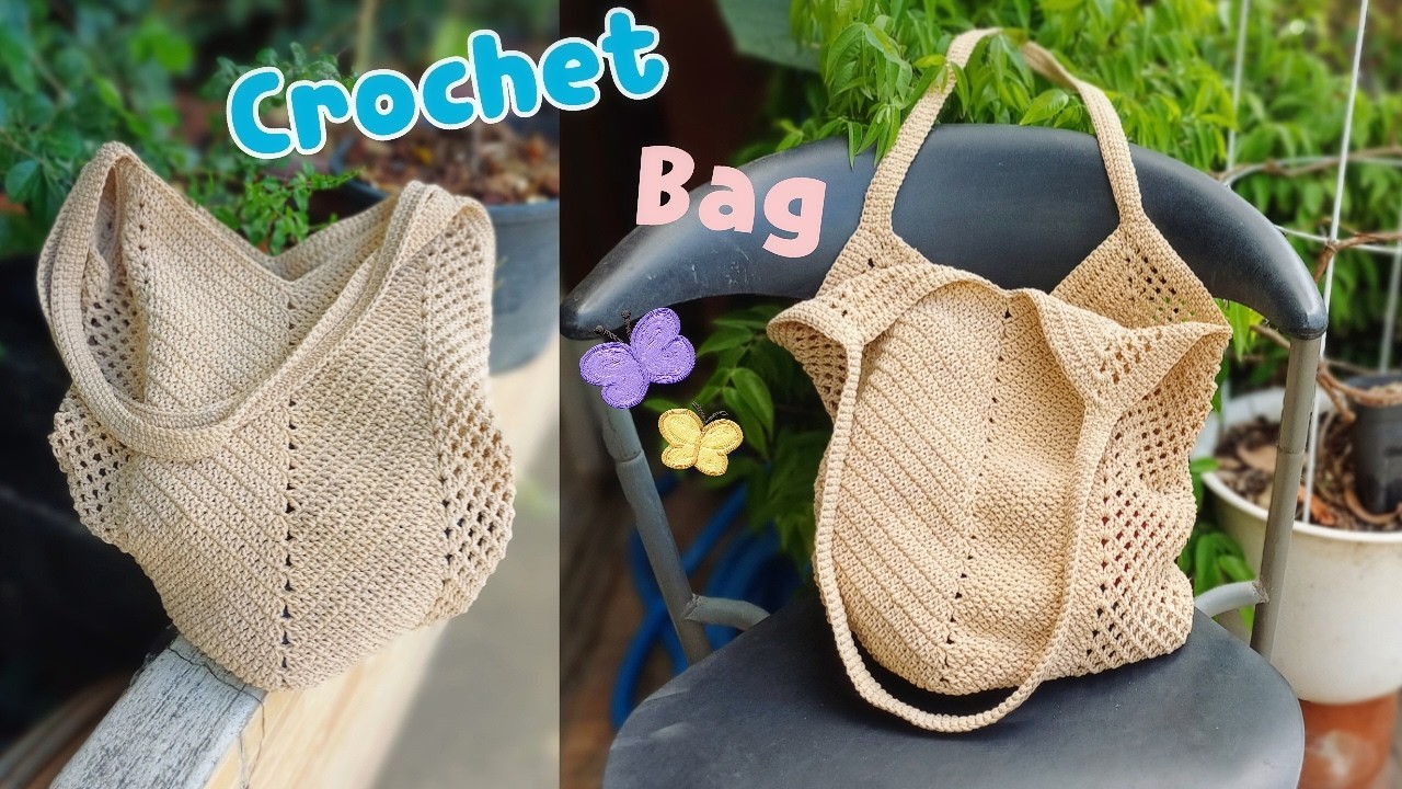 Tutorial Crochet bag กระเป๋าเชือกฟอกถักโครเชต์ กระเป๋าถุงแกงถักโครเชต์ ep.63