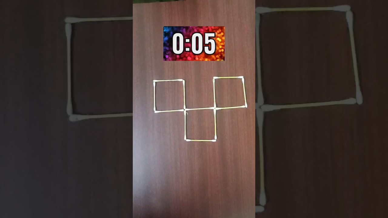 Make 5 Squares by moving 3 sticks 😎 solved ✔️ #challenge #puzzle
