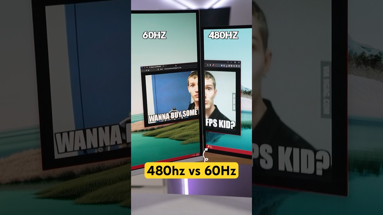 480Hz vs 60Hz Monitor difference is insane 😂 #gaming #monitor #pc