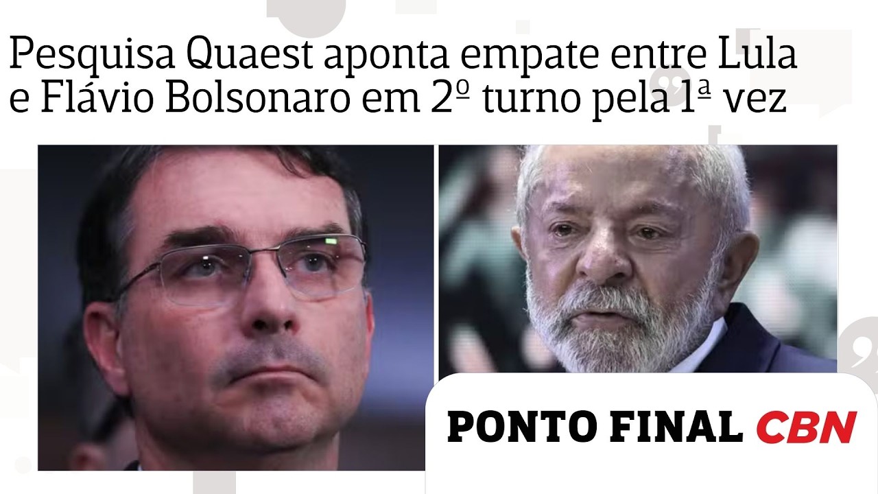 Pesquisa Quaest aponta empate entre Lula e Flávio Bolsonaro em segundo turno pela primeira vez