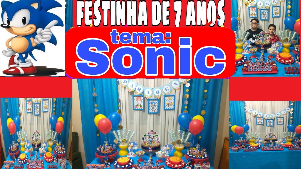 DECORAÇÃO DE ANIVERSÁRIO BARATA E FÁCIL DE FAZER-TEMA SONIC