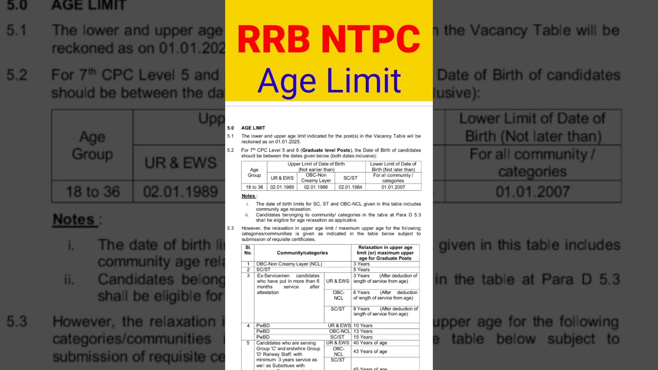 RRB NTPC Age Limit#rrbntpc#ntpc#rrb#railway