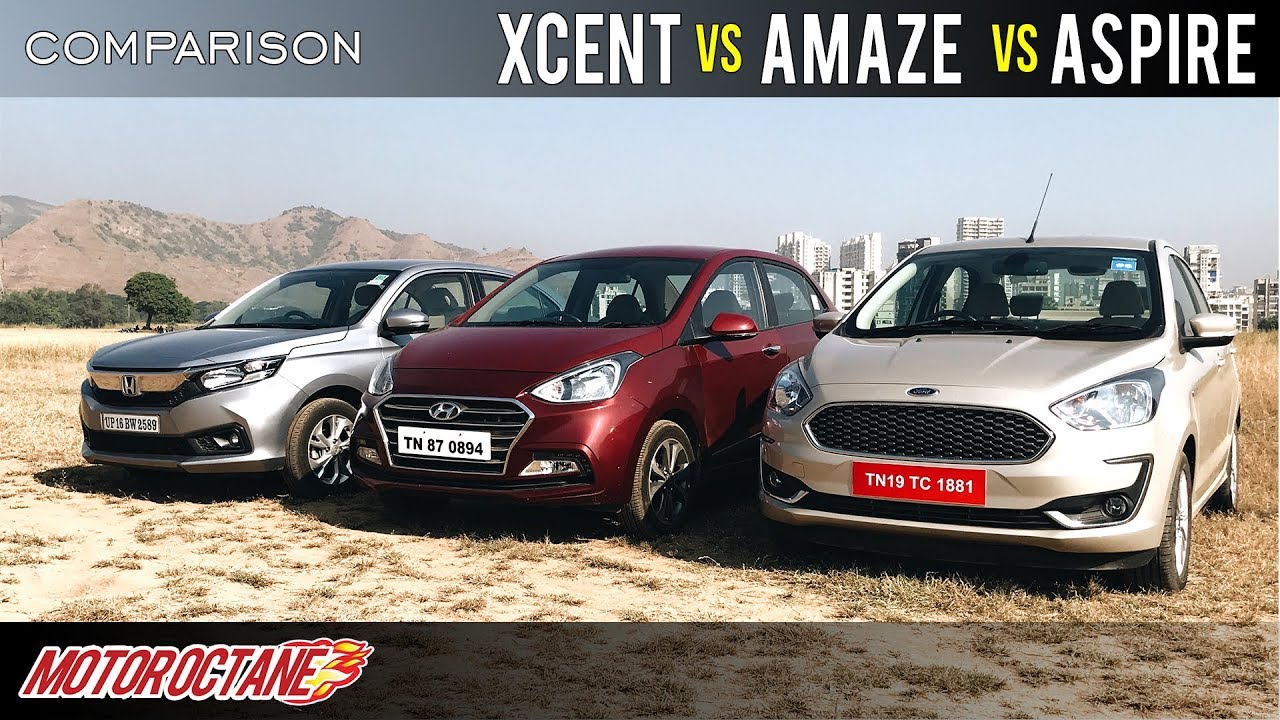 Ford Aspire 2019 vs Honda Amaze 2019 vs Hyundai XCent Comparison | Hindi | MotorOctane
