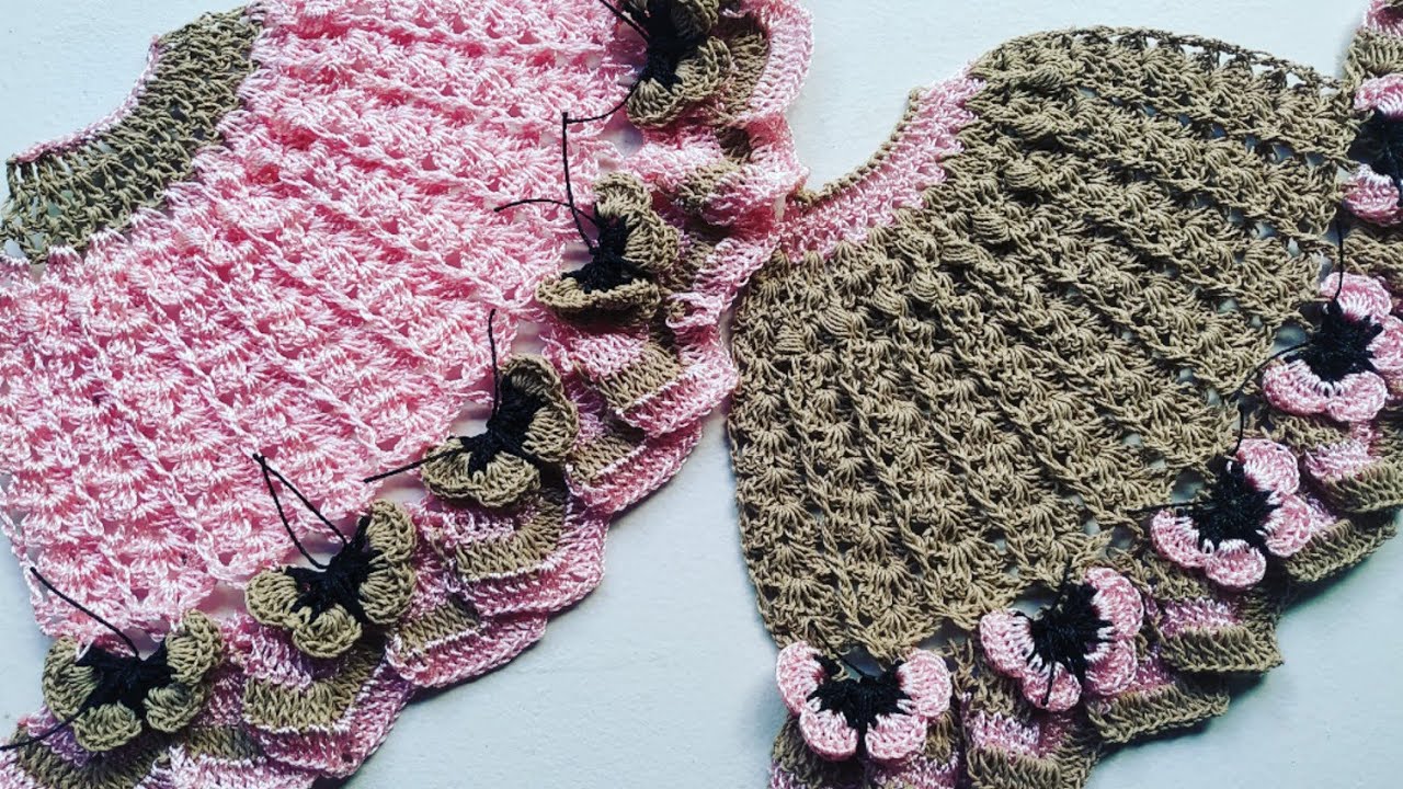 SAIA DE CROCHÊ PARA BONEQUINHA EM PANO DE PRATO 💞🎀