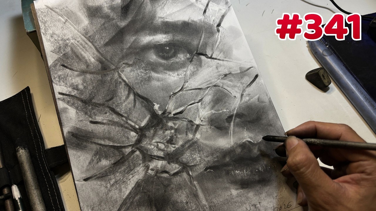 CHARCOAL #341 asmr drawing
