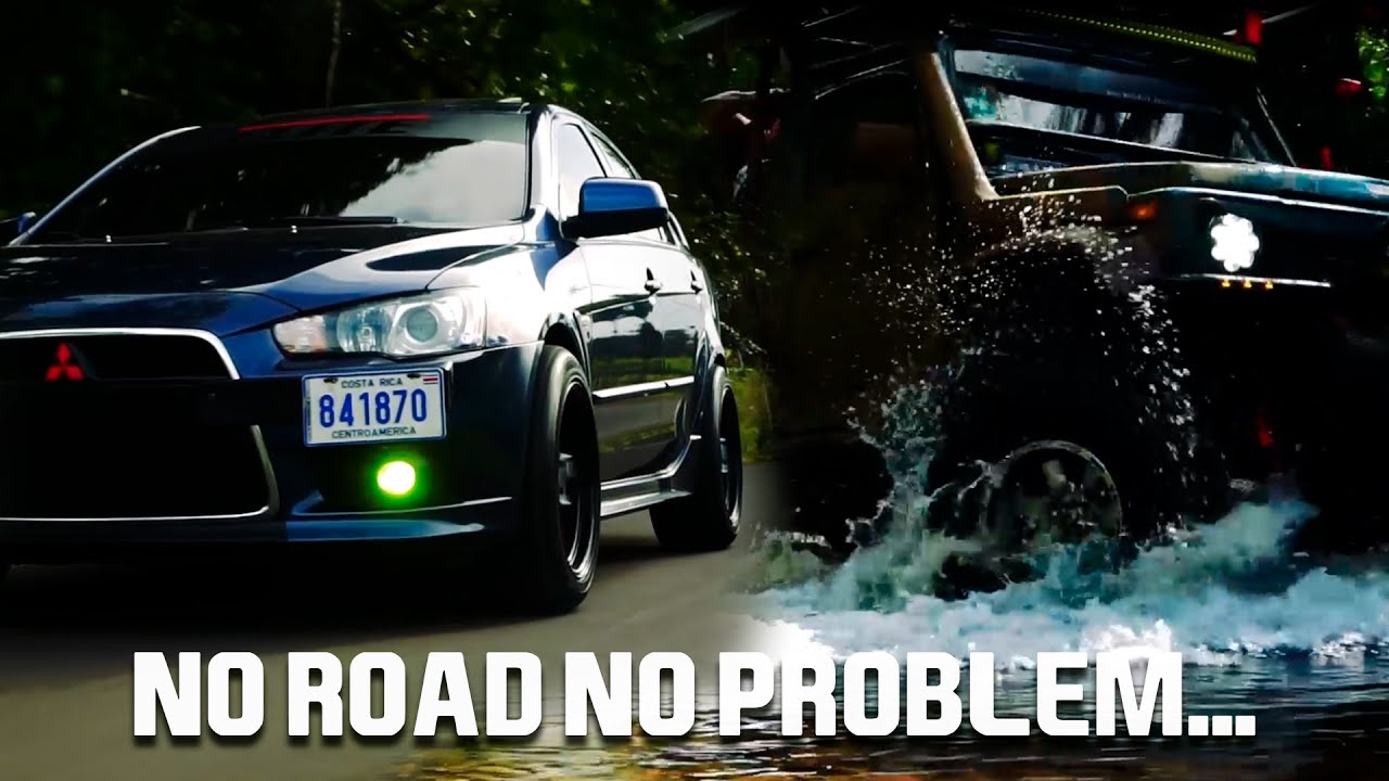 Mitsubishi Lancer & Suzuki Samurai - No road no problem.