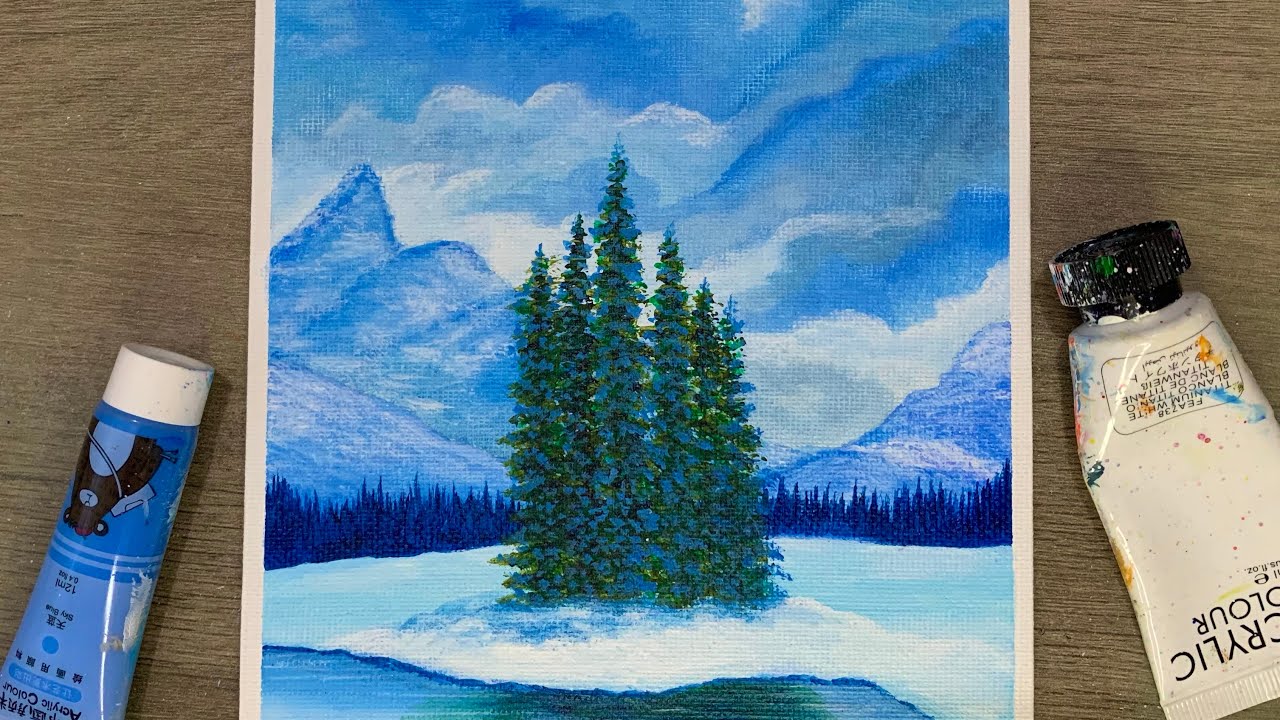 A Colder Winter Day Painting Step By Step / Acrylic Painting for Beginners 