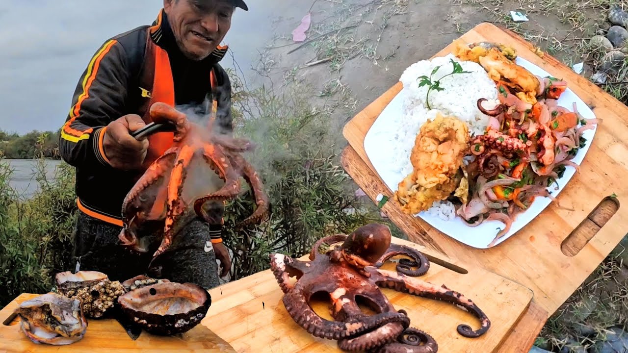 Preparamos un riquísimo SALTADO DE PULPO con Chanque ( Marisco) al estilo pescador