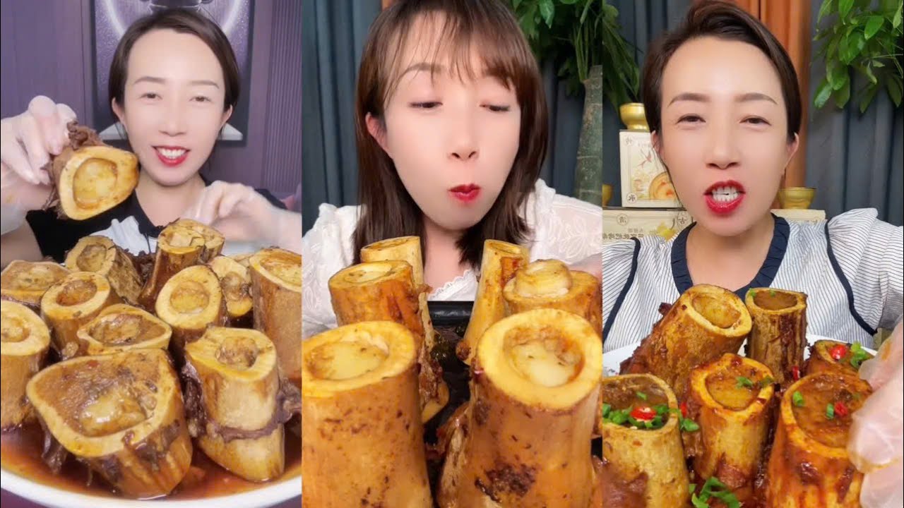 MUKBANG beef bone marrow ASMR  - The best of delicious Lien Huong food #1824