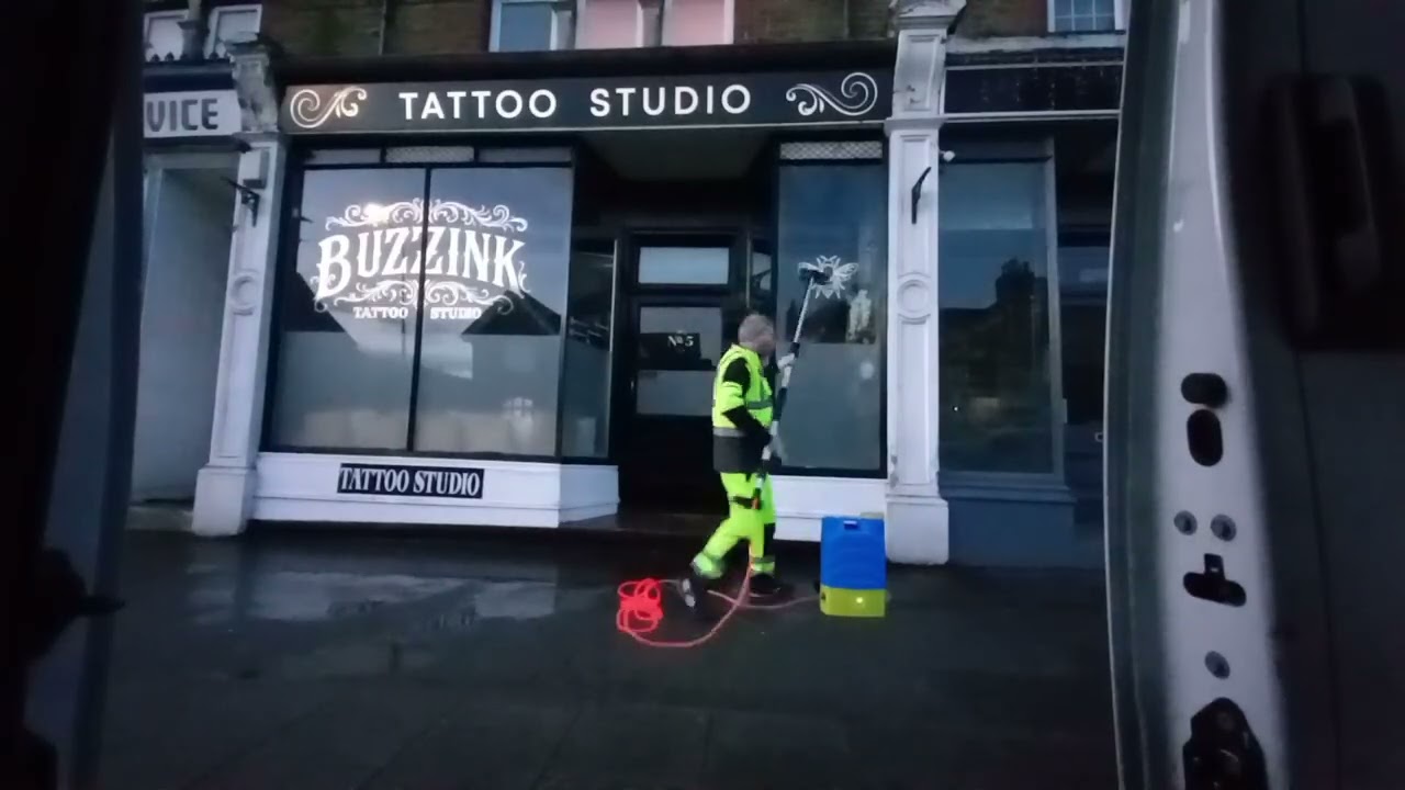 Cleaning shop front for the first time
