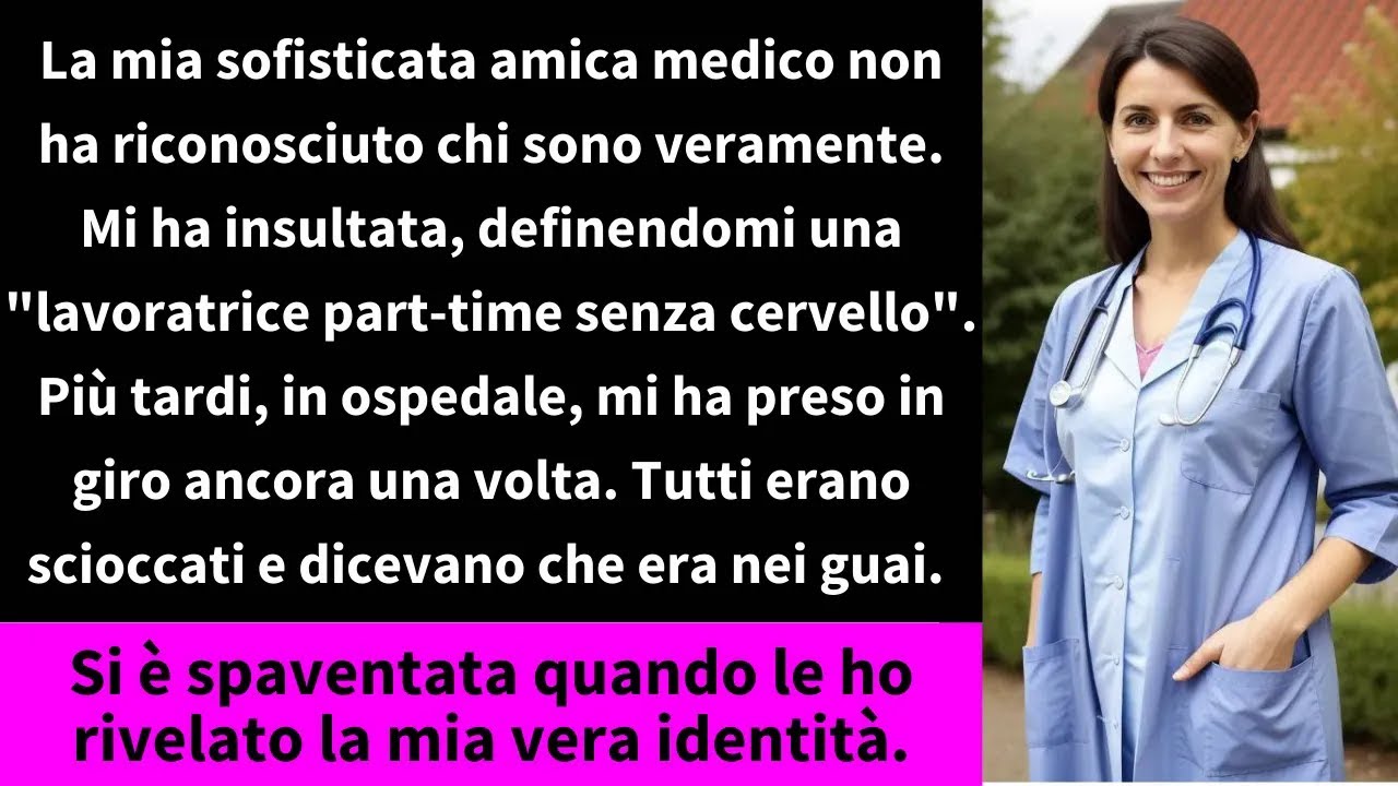 La mia sofisticata amica medico non ha riconosciuto chi sono veramente. Mi ha insultata,