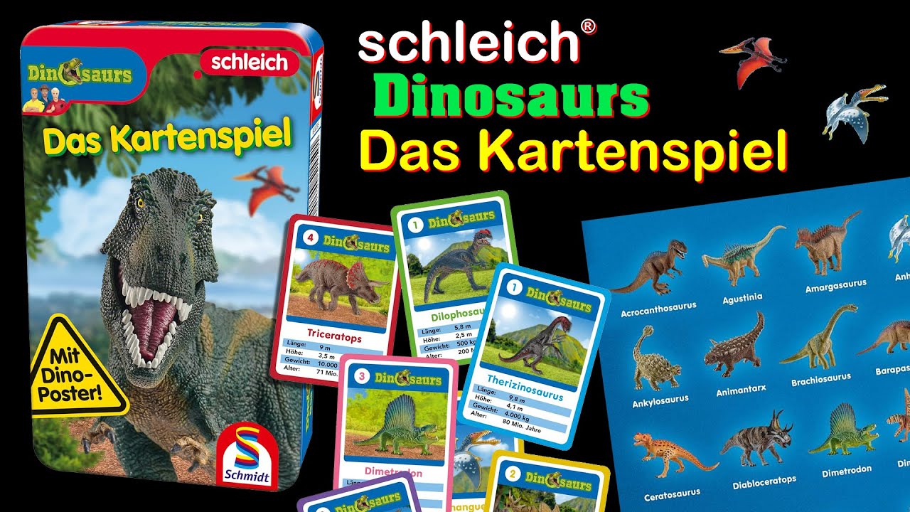 Schleich ® Dinosaurs - Das Kartenspiel - Trumpf & Quartett Spiel mit Dinosaurier + Poster